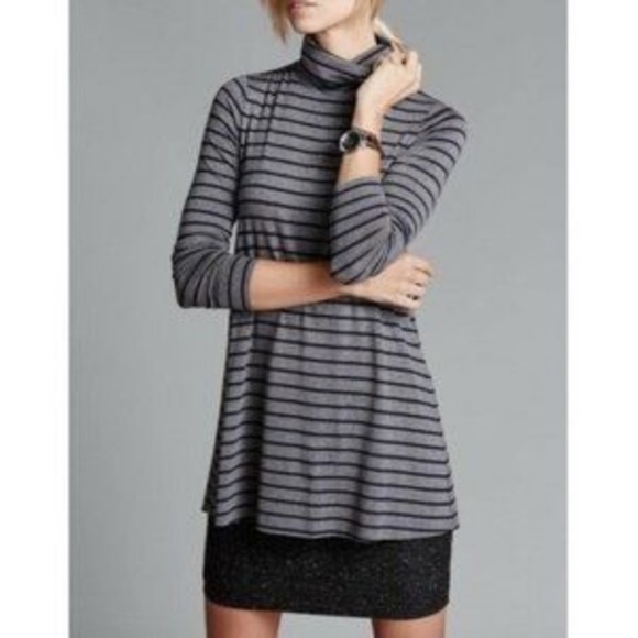 BAILEY 44 Gray Striped Turtleneck Bodycon Long Sleeve Dress Sz S - Picture 1 of 15